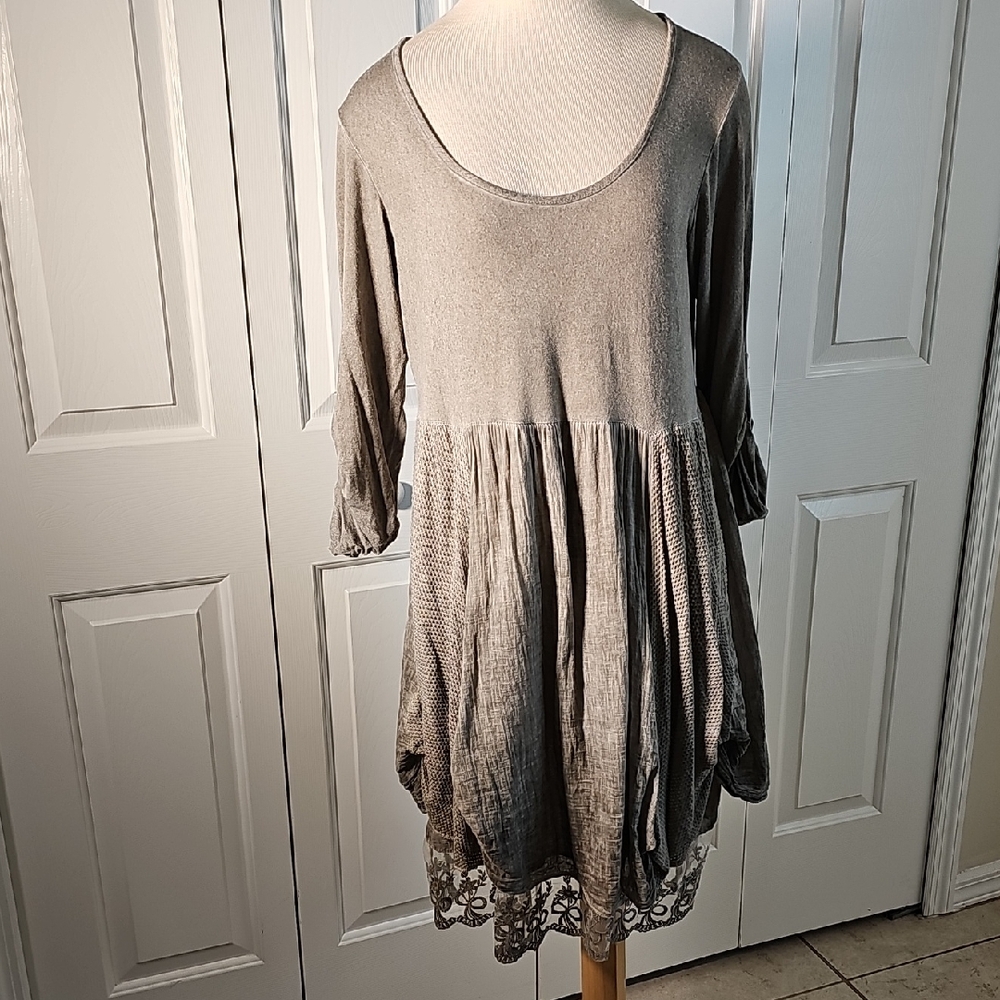 Boho, 90's Hippie Style Natural‎ Gray Women's Dress. By DANDY BLEUE ITALY